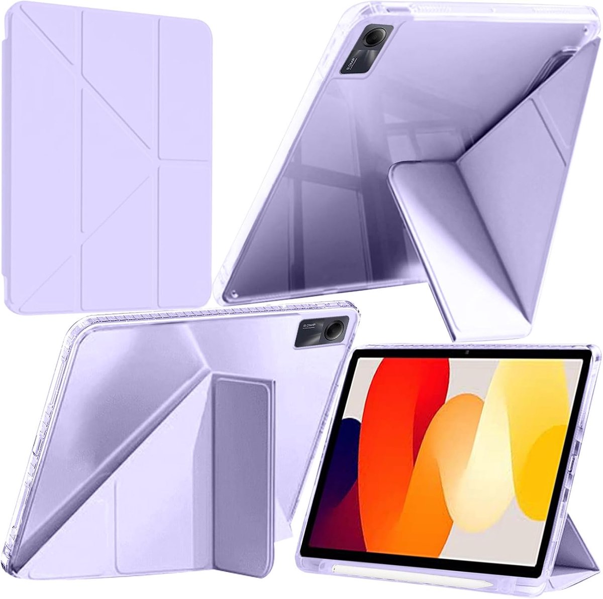 Case Compatible with Xiaomi Redmi Pad SE 11 Inch 2023 with Pen Holder, Shockproof Case Transparent, 6 in 1 Y Folding - ShopVlot