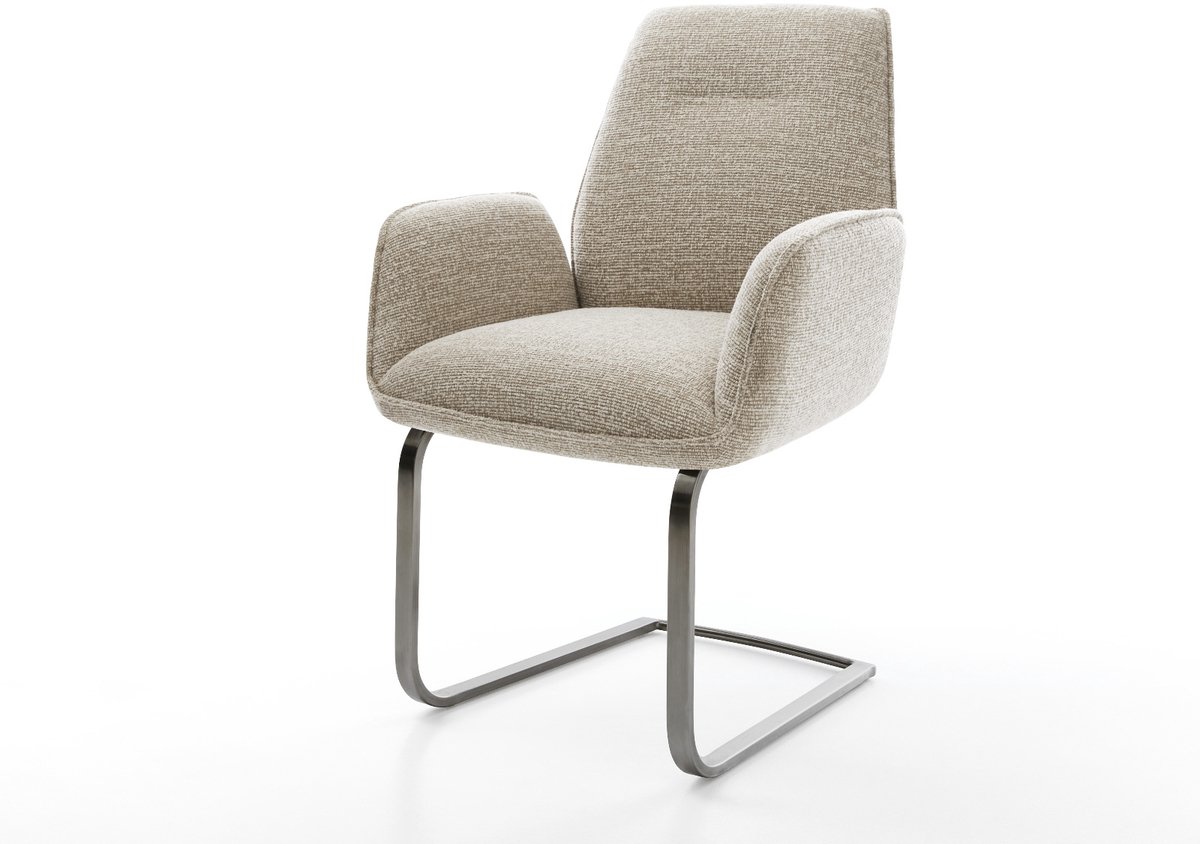 Sledestoel Zoa-Flex sledemodel vlak grafiet geweven stof beige pocketveer kern