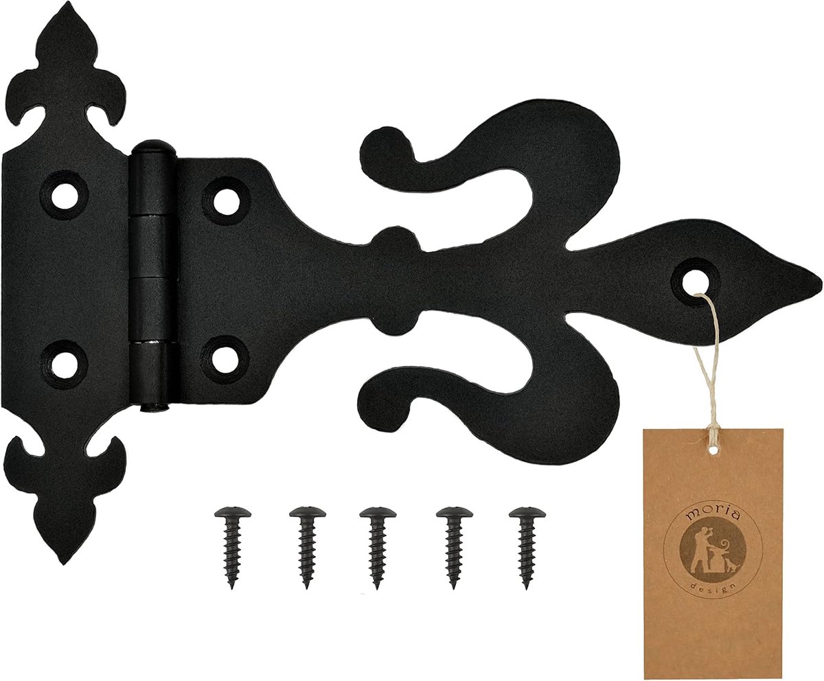 MoriaDesign Rustic Hinges - 2.5 x 190 x 130 mm - Black - Door Tape Black Wrought Iron - ShopVlot