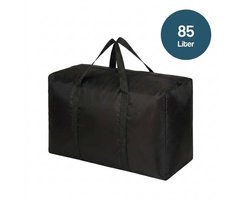 DIVERZA Opbergtas XL 85 Liter – Opbergzak voor Dekbed, Kleding & Seizoensopslag – Ademend & Waterafstotend – Stevige Dubbele Rits – 72×43×28 cm – Zwart