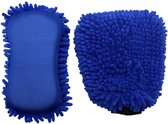 Auto Gepolijst Duo Was Set – Autowashandschoen + Auto Spons met Netstructuur – Spons Auto – Washandschoen – Microvezel – Auto Wassen – Auto Poetsen