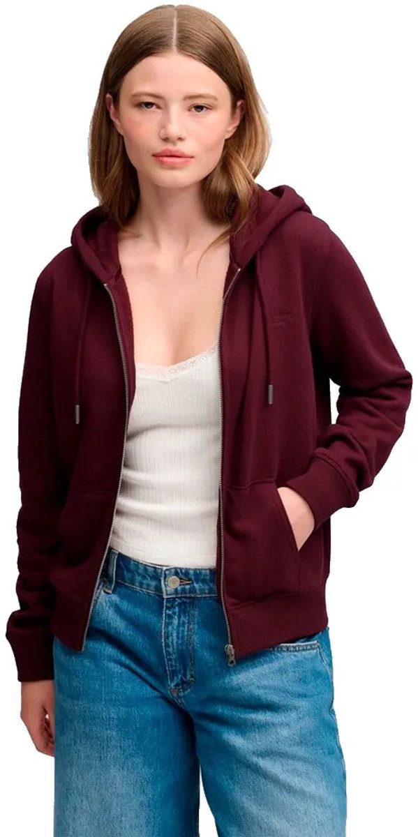 Superdry Signature Geborduurde Zip Hoodie Dames Hoodies Rood
