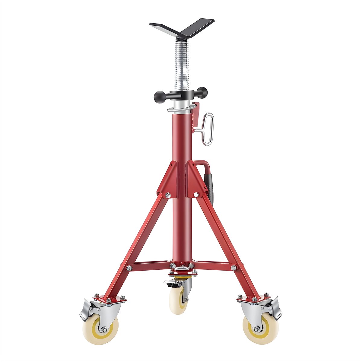 V-Kop Pijpkrikstandaard - Voor Lassen & Pijpondersteuning - In Hoogte Verstelbare 28-52 Inch Opvouwbare Pijpstandaards met Zwenkwielen - 1/8 tot 12 Inch