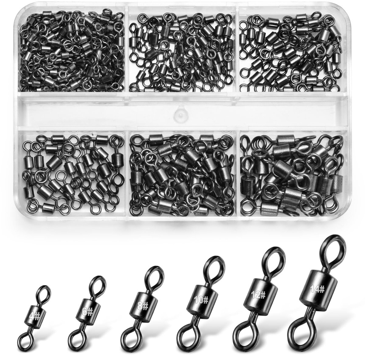 Solidchoice - Rolling Fishing Swivels voor Zeevissen, 200 stuks