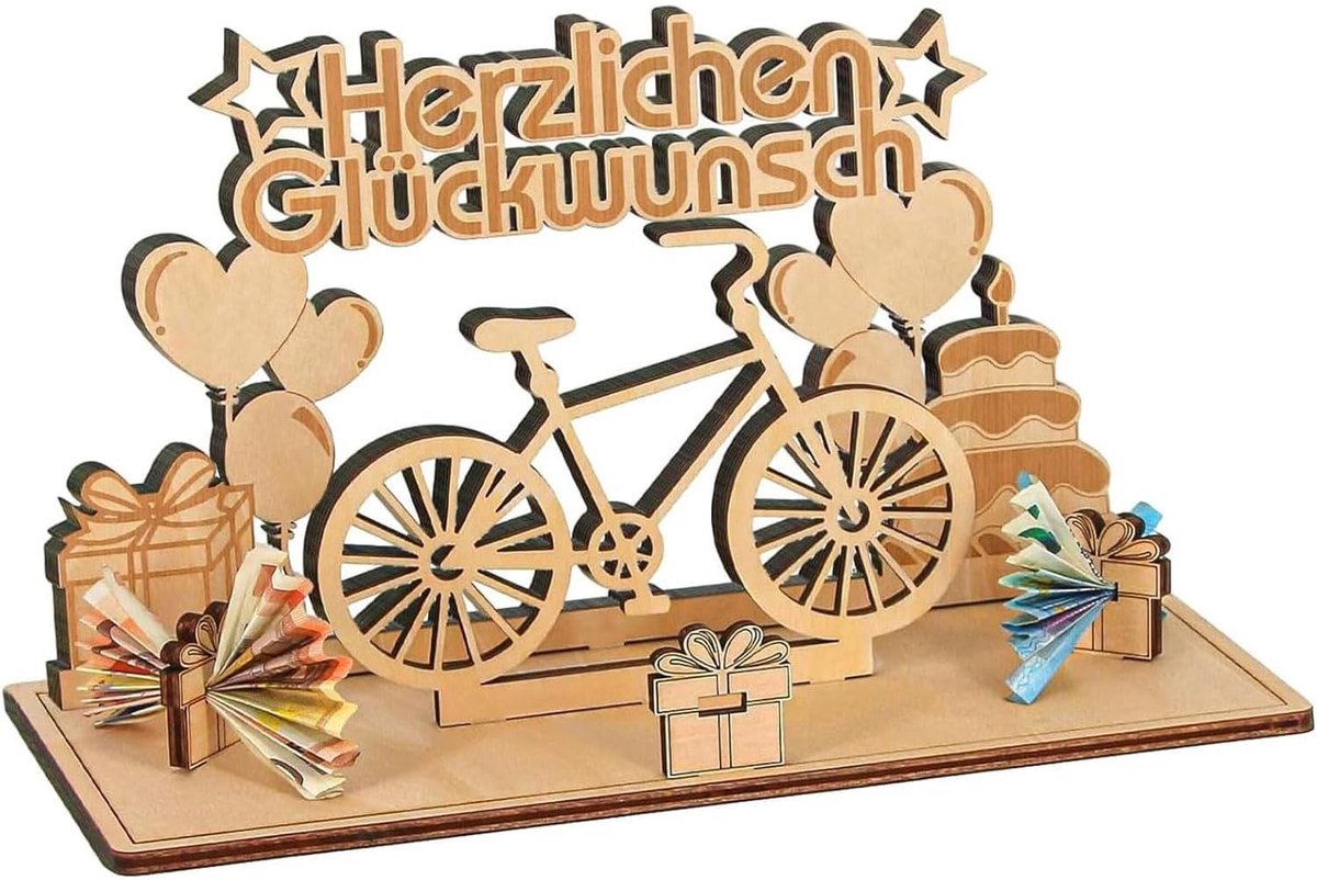 Solidchoice - Creatief Houten Gastenboek met Fietsdecoratie