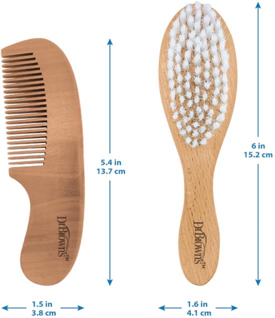 Dr. Brown's Soft & Safe Baby Borstel en Kam - Zachte Baby Haarborstel - Kam voor Baby's en Peuters — afbeelding 2