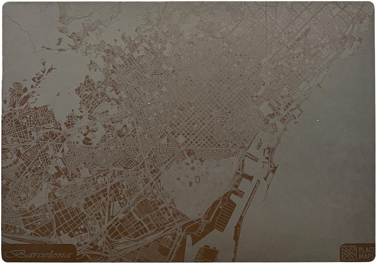 Place Maps Placemat Stadskaart Barcelona - Kunstleer - Cacaobruin - 1 Stuk