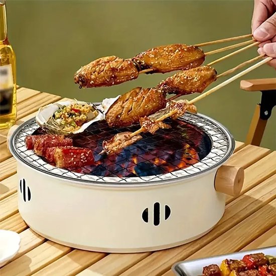 Draagbare houtskoolgrill van 32 cm, rookvrije tafelgrill met ventilator. — afbeelding 3