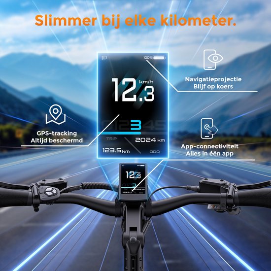 ENGWE E26 3.0 Pro Elektrische Fiets, 26‑inch vette band, 100Nm Koppel, Middenmotor, 720Wh Afneembare Accu, 135km Actieradius, 4‑Staaf Veringssysteem, Slimme APP E‑fiets voor Stad en Off‑Road, Grijs — afbeelding 5