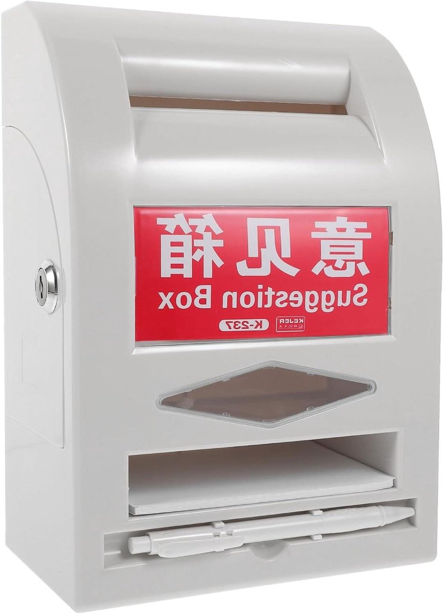 Ideeënbus Met Slot - Suggestiebox Brievenbus - Doneren En Adviseren - Wandmontage Ontwerp - 25 Cm Breed - Wit