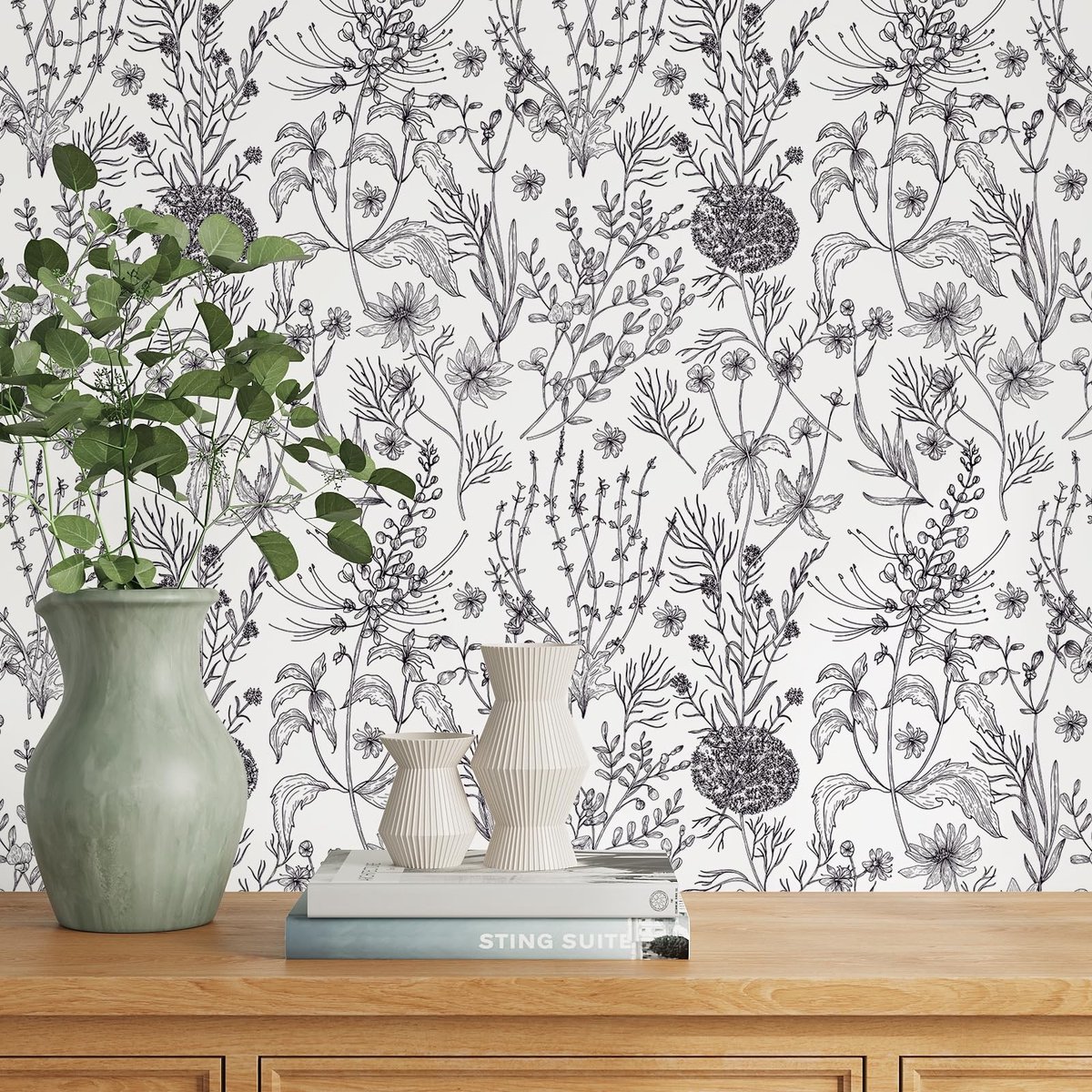 Solidchoice - Zelfklevend Behang met Bloemenpatroon 44.5cm x 200cm