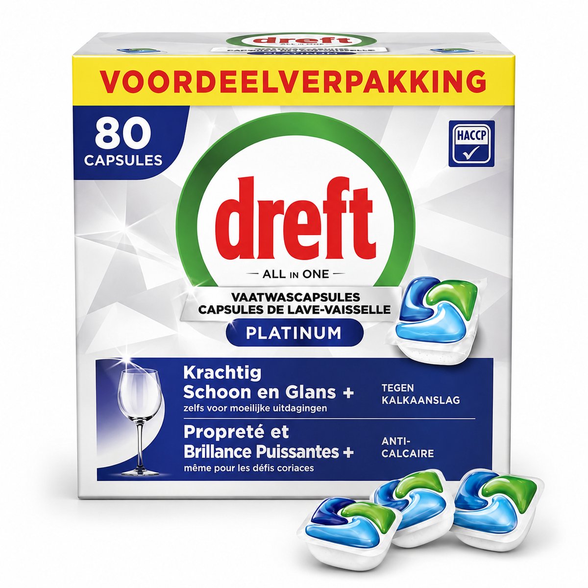 Dreft Platinum P Vaatwascapsules - 80 stuks - All-in-One Voordeelverpakking