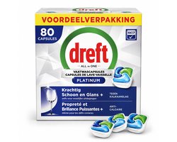 Dreft Platinum P Vaatwascapsules - 80 stuks - All-in-One Voordeelverpakking