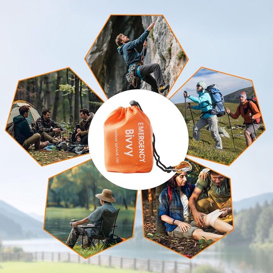 Noodslaapzak Set - Survival Bivakzak - Outdoor Noodsituaties - Reflecteert Warmte - 2 Stuks - Oranje — afbeelding 2