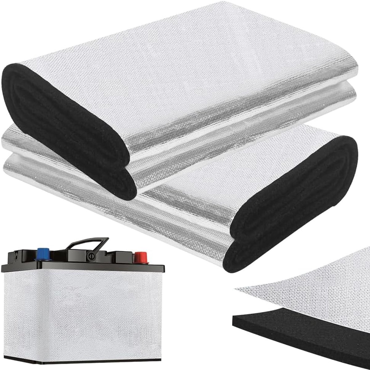 Batterijisolatiekit 18 cm x 1 m - Dubbelzijdig vlamvertragend - Koudebescherming - Verlengt batterijlevensduur - SnelShoppen