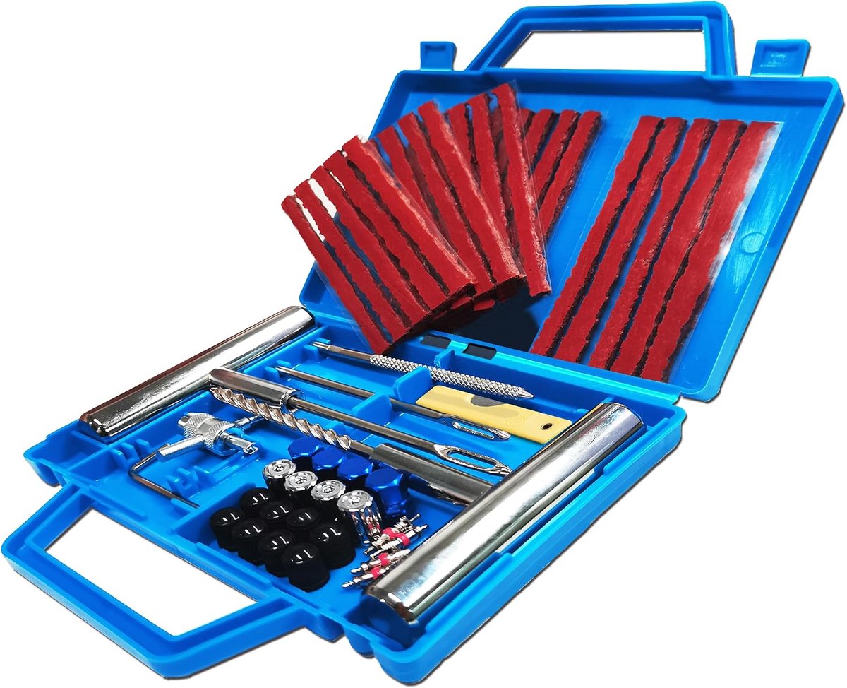 Bandenreparatieset 53-delig – Tubeless Banden Reparatie Kit voor Auto, Motor, Scooter, ATV, Quad en Elektrische Voertuigen