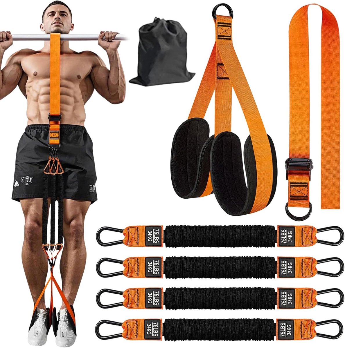 Optrekhulpbanden set - 100 kg ondersteuning - schuimrubberen handgreep - voor effectieve pull-ups - SnelShoppen