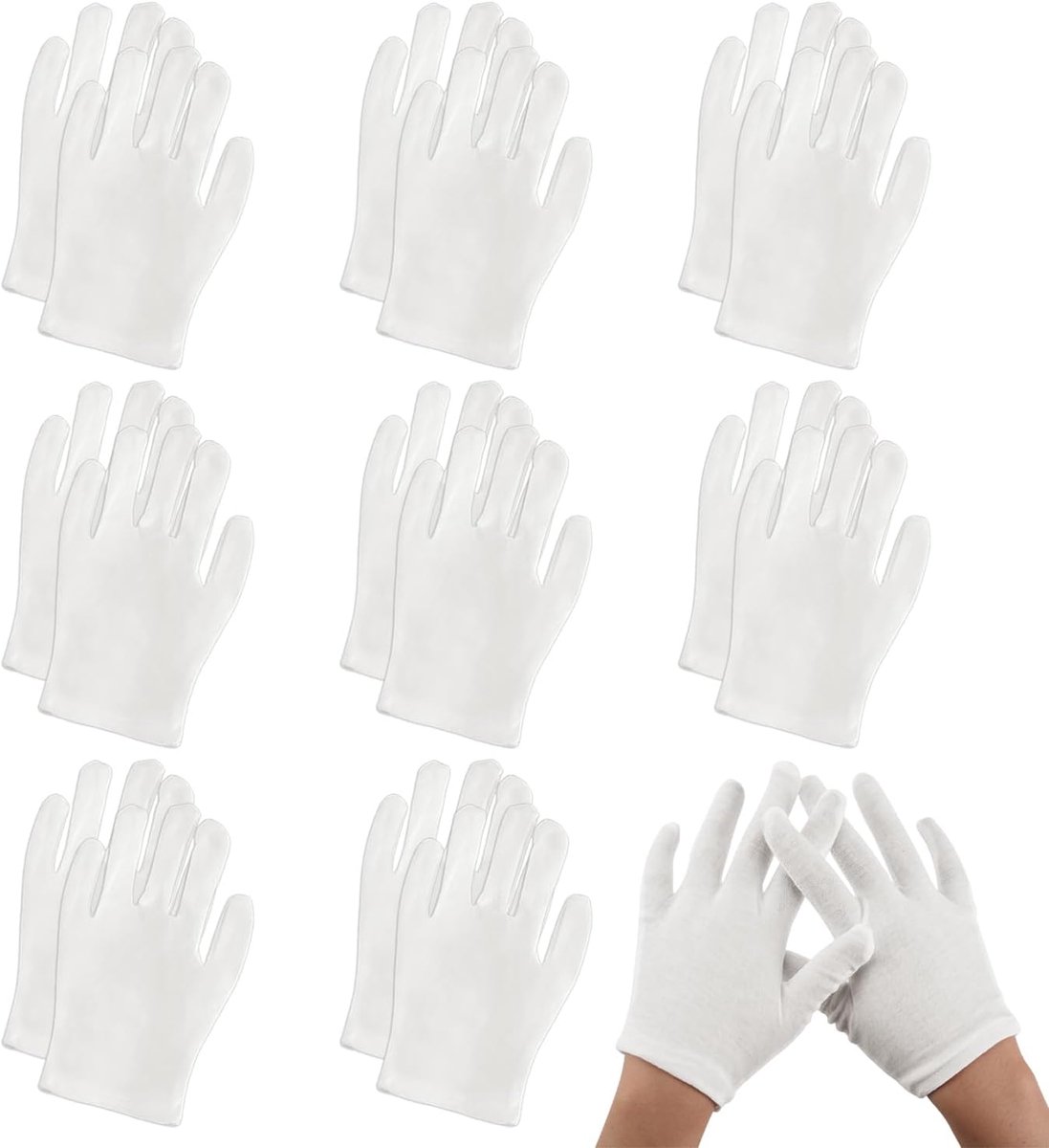Party accessoires S - 8 paar wit - ademend - voor jongens en meisjes - SnelShoppen