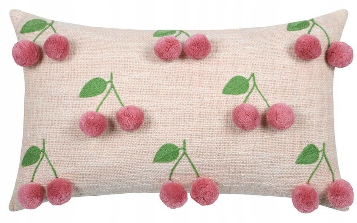 Sierkussens 30x50 cm met 3D kersen, boho stijl