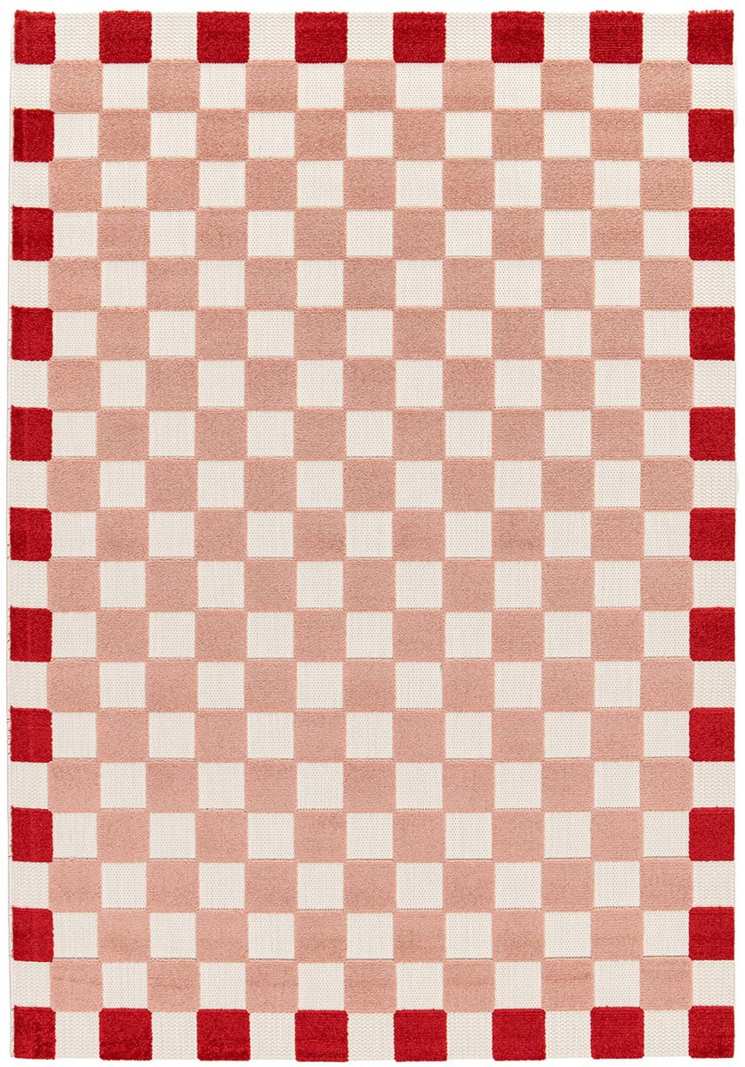sweeek - Roze en rood geruit tapijt voor binnen/buiten - mona