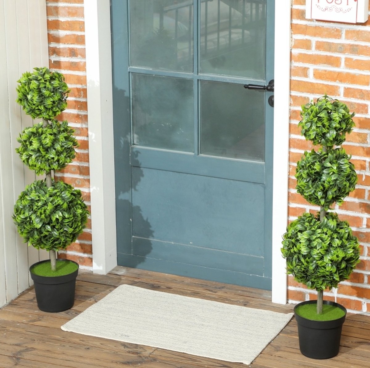 Kunstplant Dubbele Buxusbomen In Pot 100 Cm Kunststof Groen Voor Binnen En Buiten Onderhoudsvrij Met UV Bestendige Bladeren