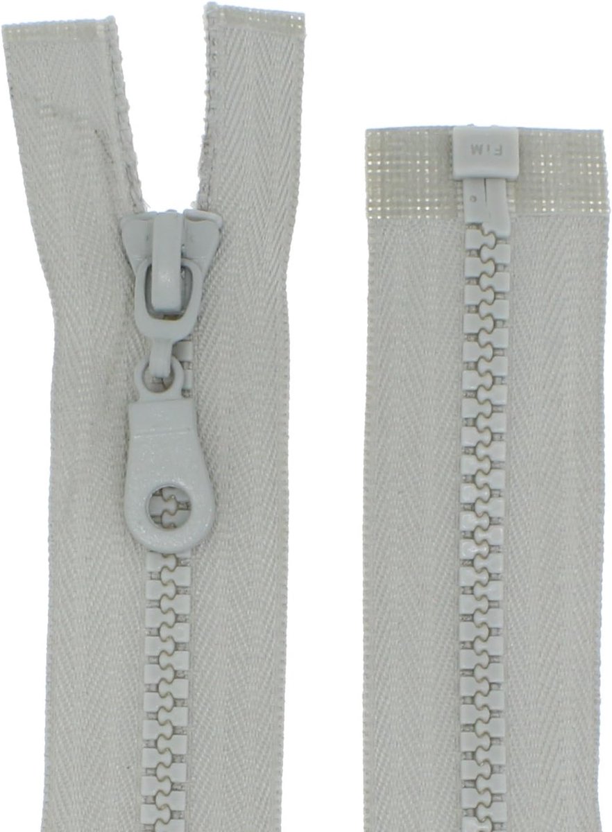 Zip for jackets, plastic, plastic, zip, divisible (light grey, 65 cm) - ShopVlot