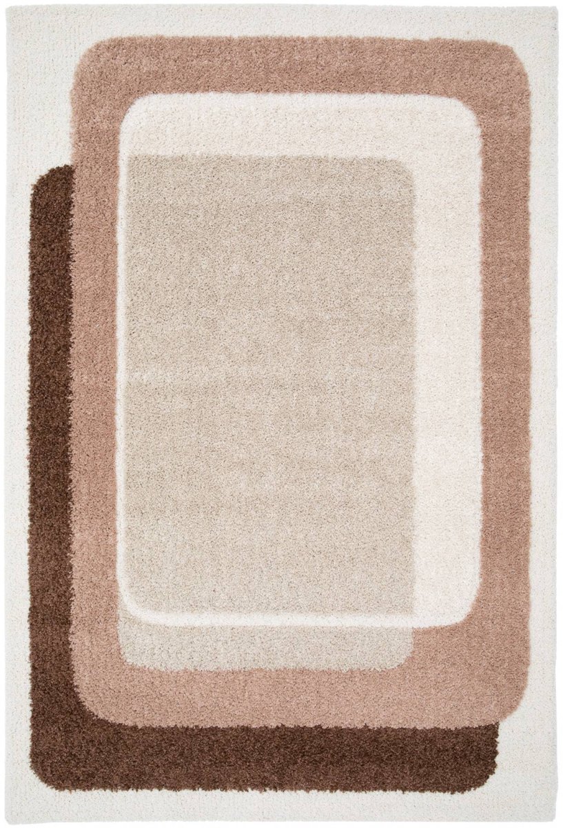 sweeek - Vloerkleed met grafisch patroon bruin, roze, beige en crème - olli