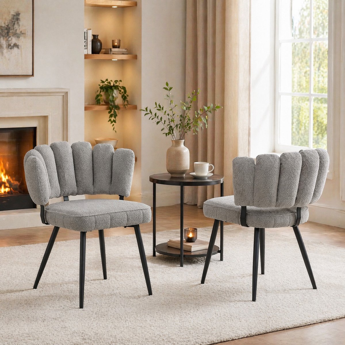 COVREO Eetkamerstoel set van 2 80 cm grijs, velvet, metalen poten, gepolsterd Zwart