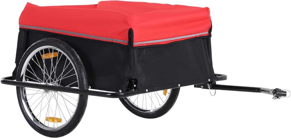QUOVO® Fietskar Bagage - Fietskar Max 40 kg Laadvermogen - Fietsaanhanger - Fietskarren – Aanhangwagen – Rood/Zwart - 85cm x 61cm x 38cm