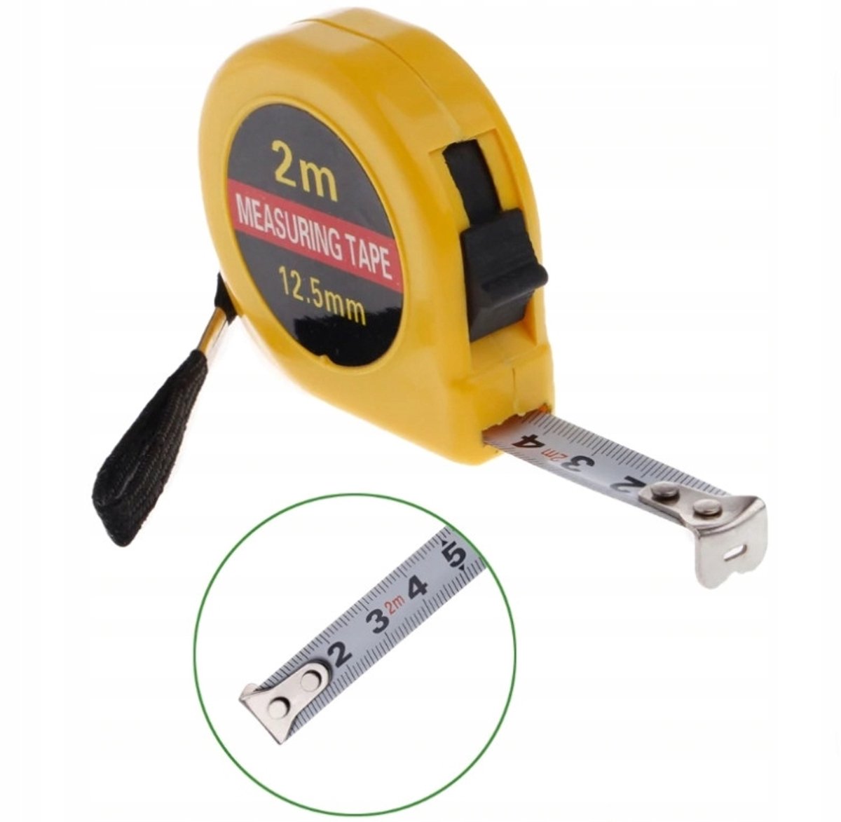 Rolbandmaat 2 meter - Precisie meetlint met stop en polsband