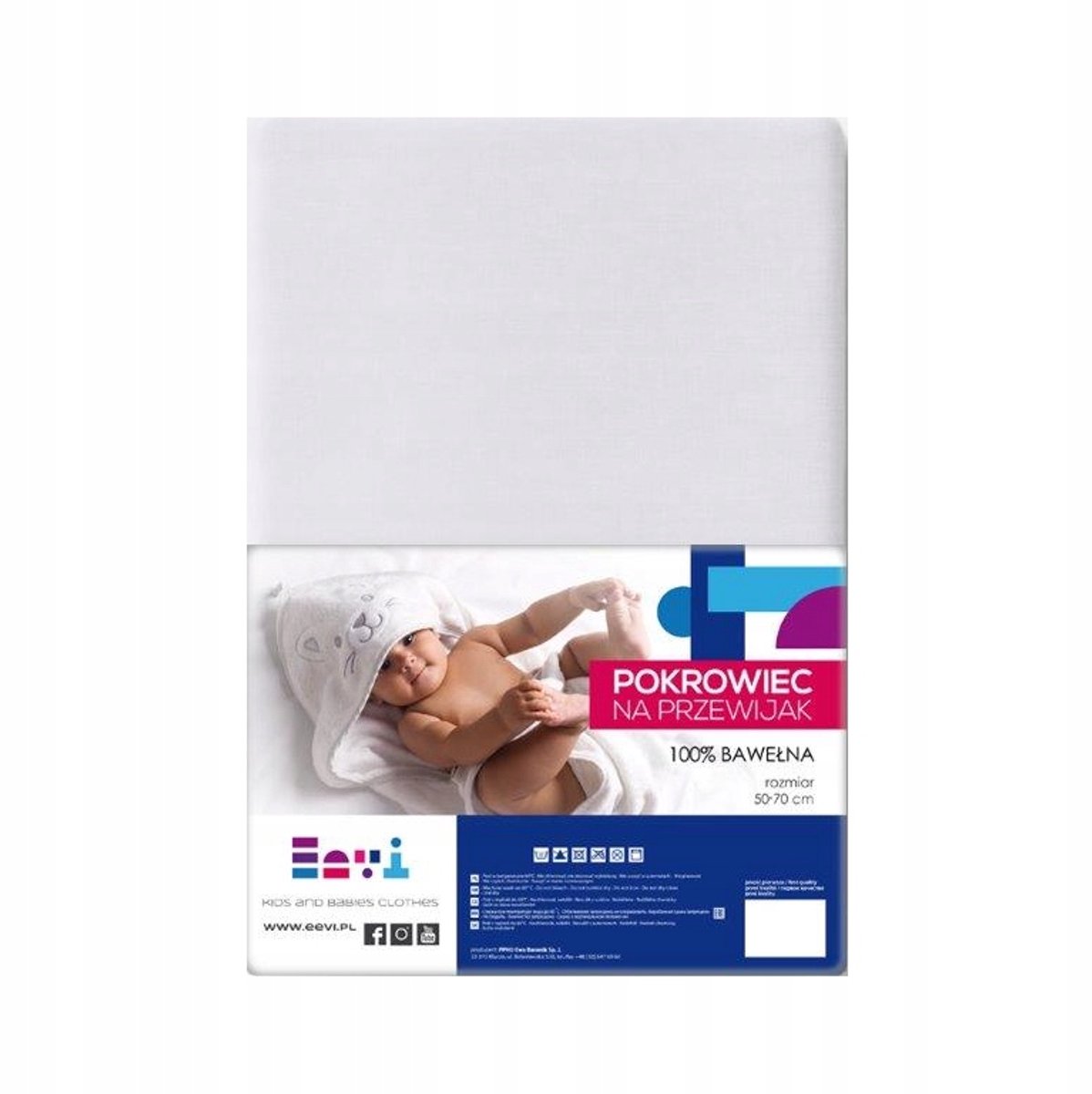 Eevi Jersey Hoeslaken met Elastiek 70x50 cm Wit voor Aankleedkussen