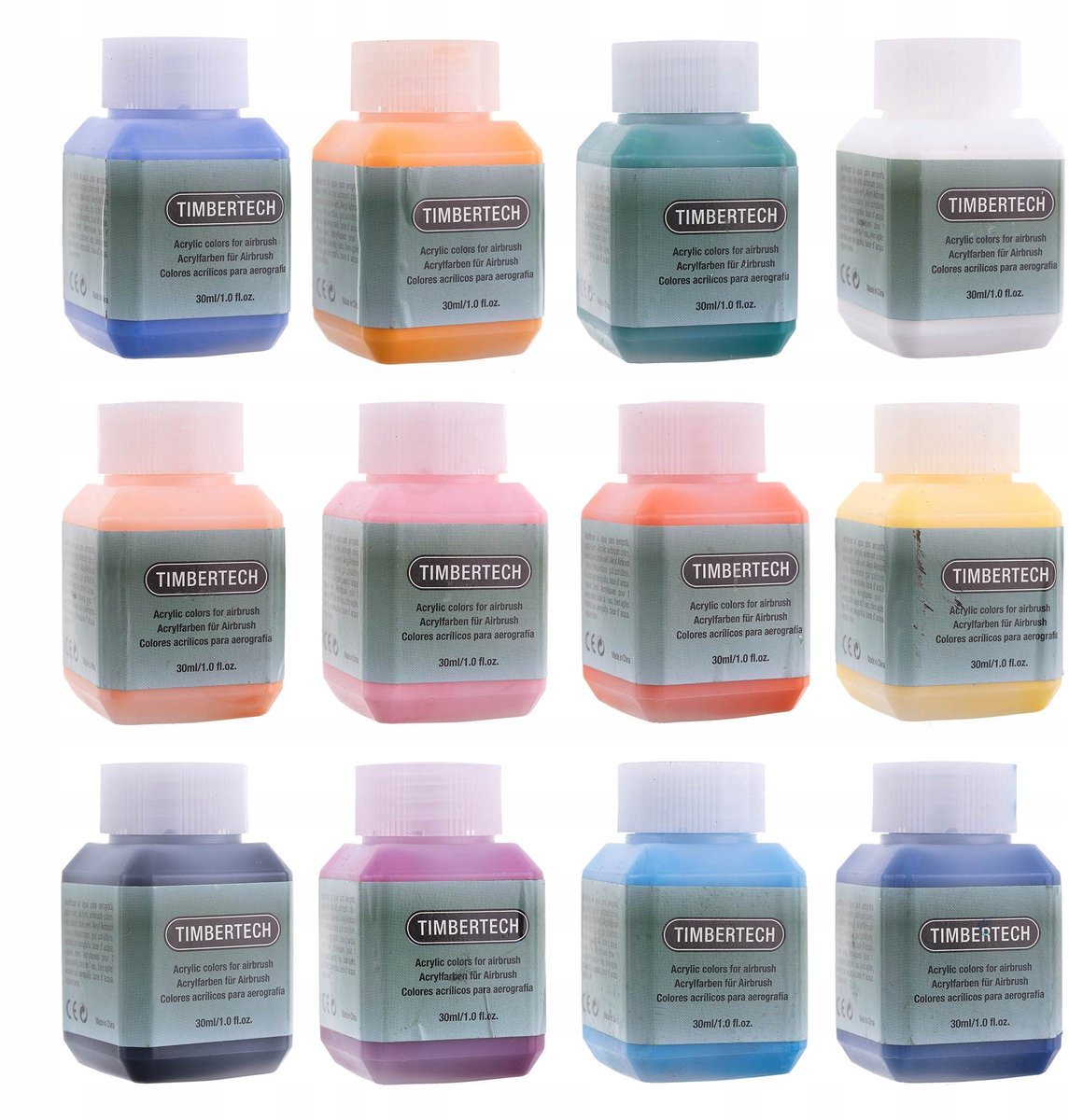 Acrylverf Set 12x 30ml voor Airbrush, Merkloos