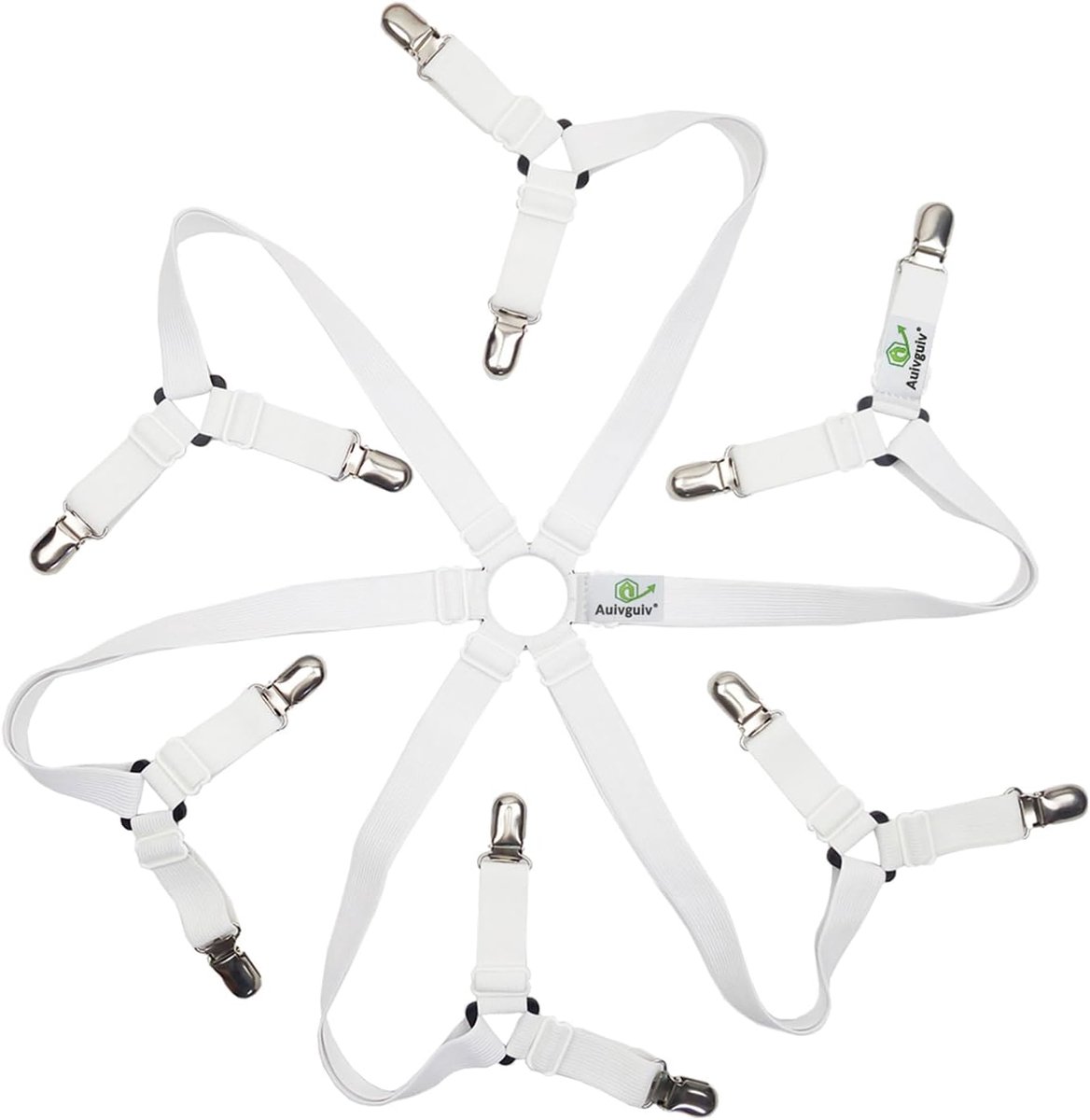 Bedlaken spanbanden 6-zijdig verstelbaar - elastisch met metalen clips - geschikt voor alle maten matrassen - ShopVlot