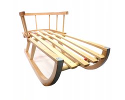 Houten slee met rugleuning en trekkoord voor winterplezier