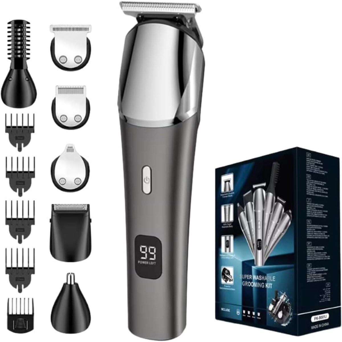Multifunctionele elektrische tondeuse - 11-in-1 trimmer - IPX6 waterdicht - LCD-display met batterijstatus - ShopVlot