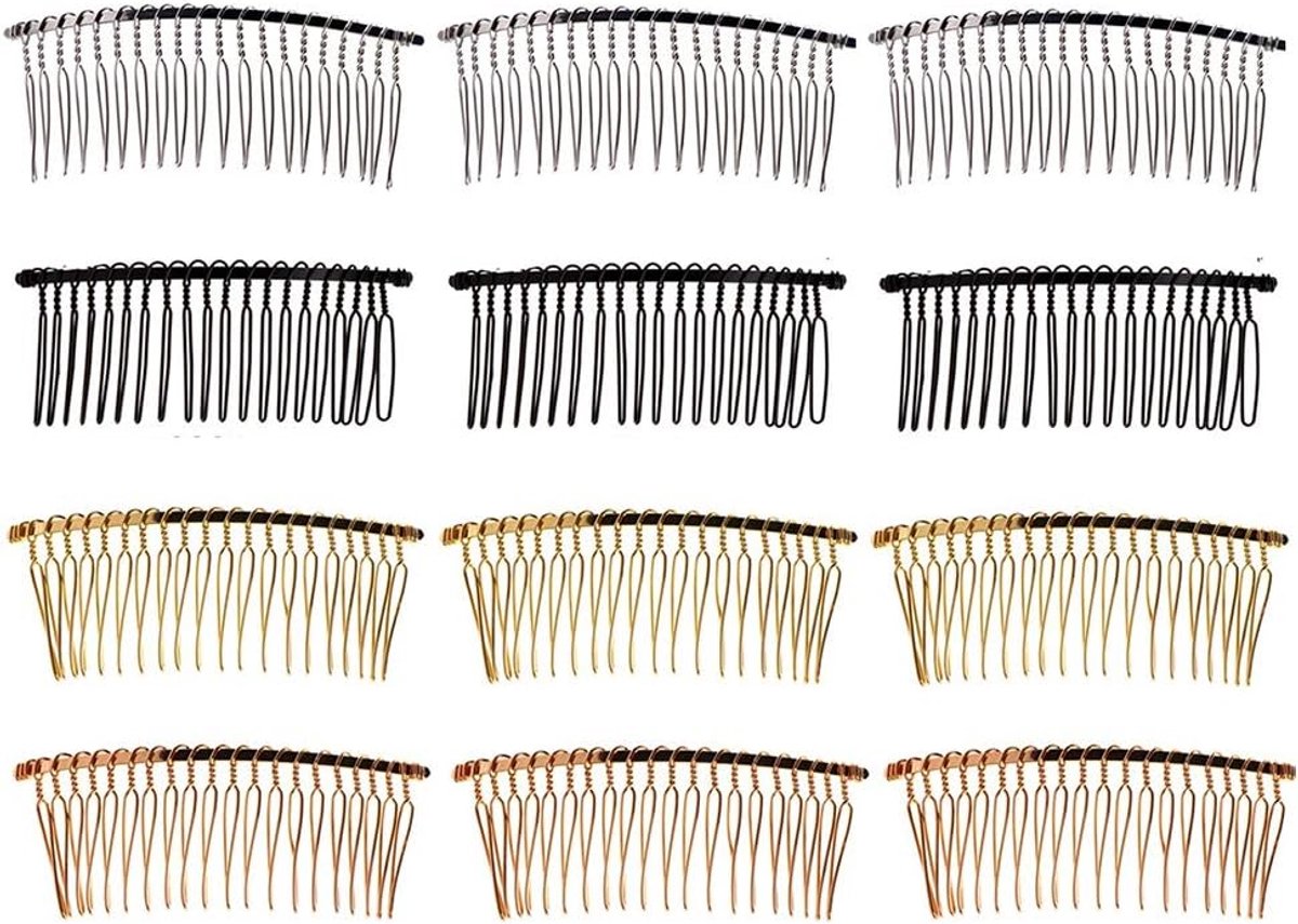 Haarcombs voor bruiloft - 12 stuks met bloemenkant - Vintage metalen haaraccessoires - Ideaal voor trouwceremonie - ShopVlot
