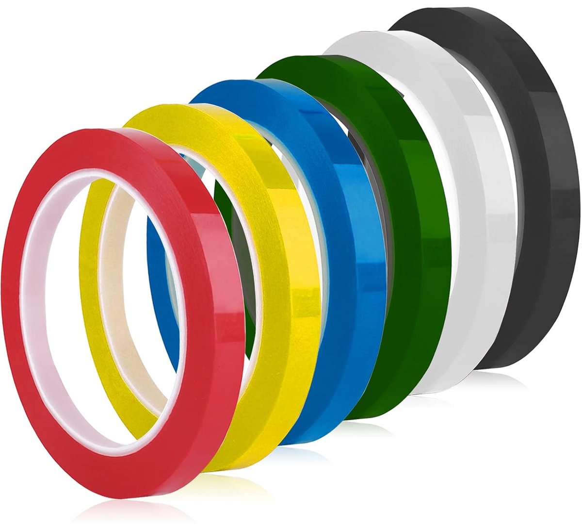 Whiteboard tape 3mm x 66m - gekleurde zelfklevende tape - 6 kleuren voor duidelijke markeringen - SnelShoppen