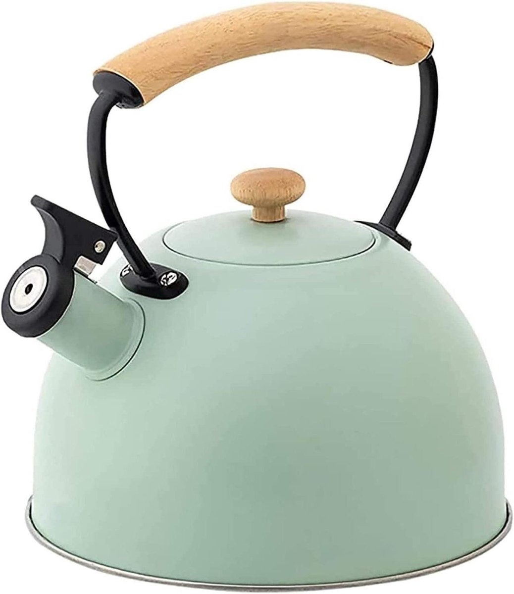 Waterkoker met Fluitje - Theeketel Fluitketel - Water Koken - Roestvrij Staal - 3 L - Groen