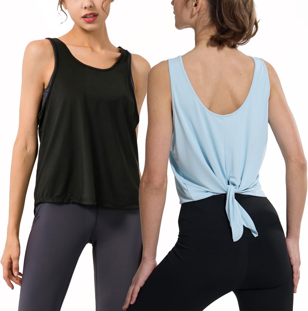 Sporttops voor vrouwen - 2-pack - Mesh achterkant - Butterfly design - Ideaal voor yoga - SnelShoppen