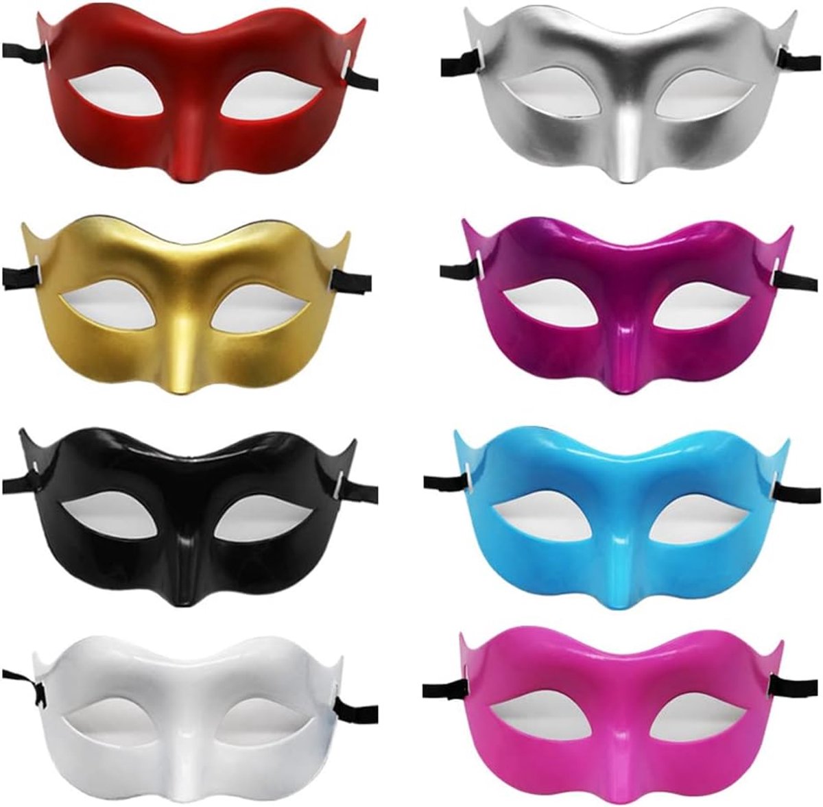 Venetiaanse maskers 8 stuks - gemengde kleuren - luxe kant - perfect voor feesten en Halloween - SnelShoppen
