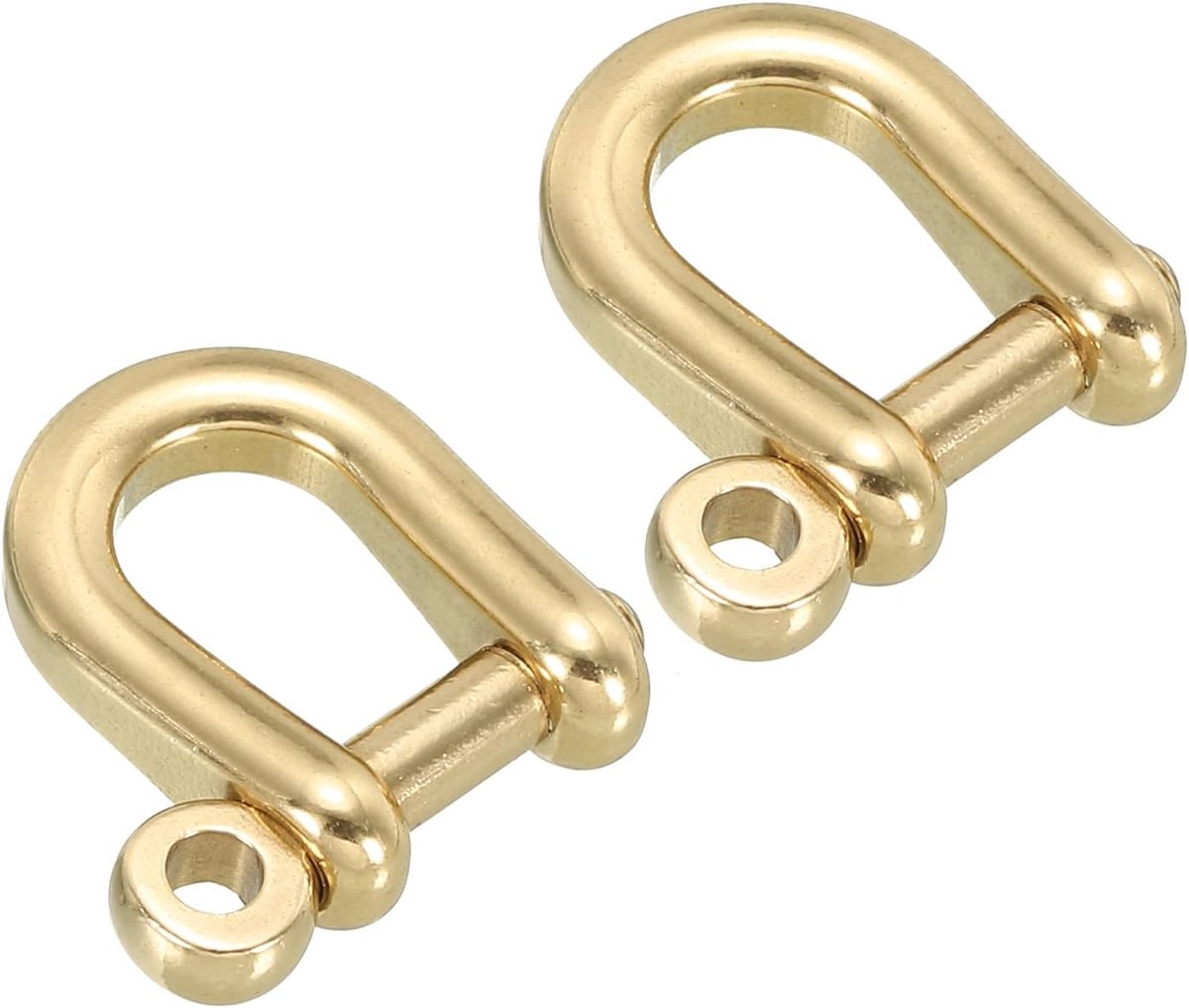 D-Ring Shackle, 2 Pack 6mm Binnenbreedte Messing Pin Sluiting U Type Fob Sleutelhaak Kleine Boog Shackles voor DIY Craft Lederen Vervanging