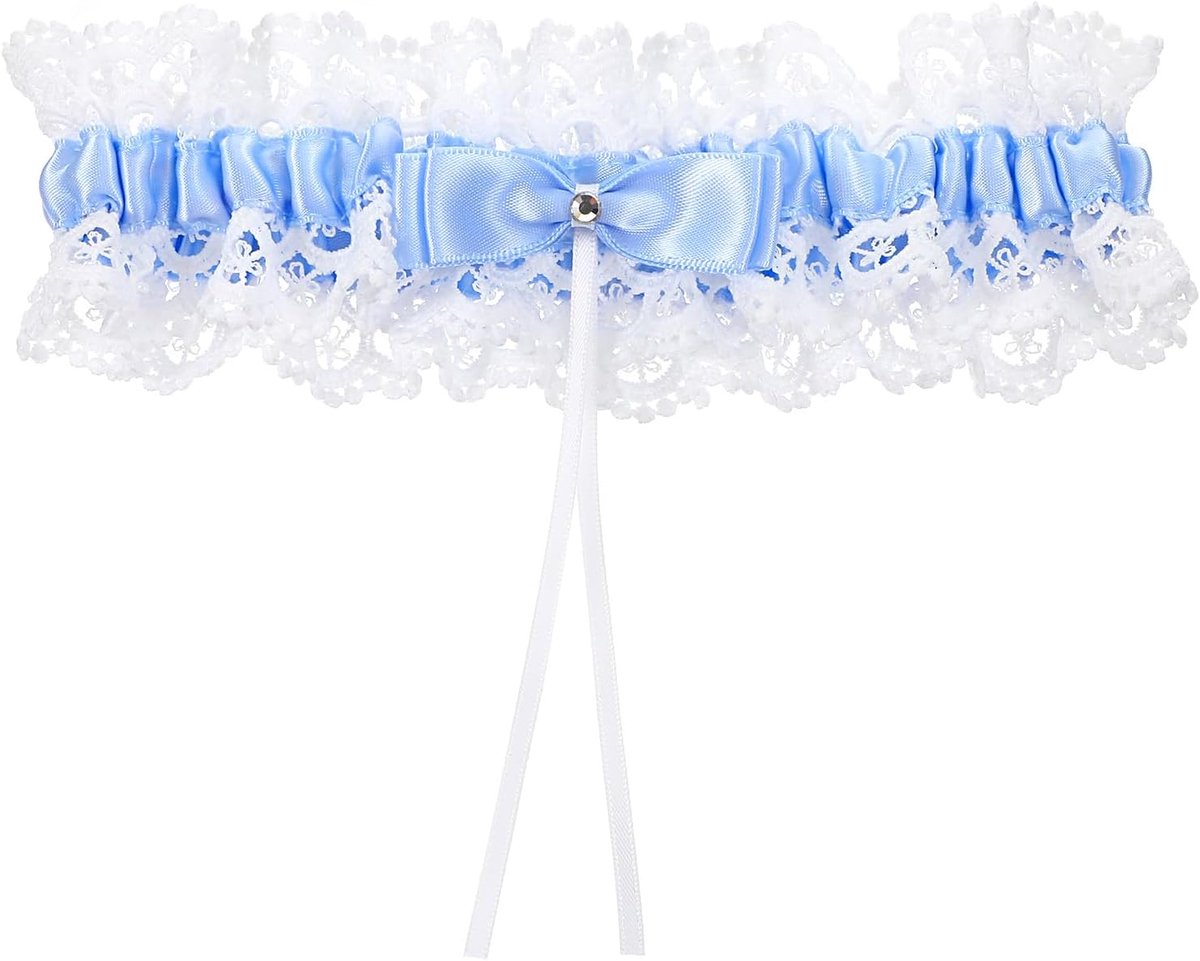 Blauw bruiloft voor bruid klassieke bruid kant been kousenband met strik elegant huwelijkscadeau bruid voor vrouwen meisjes bruiloft bruidsfeest