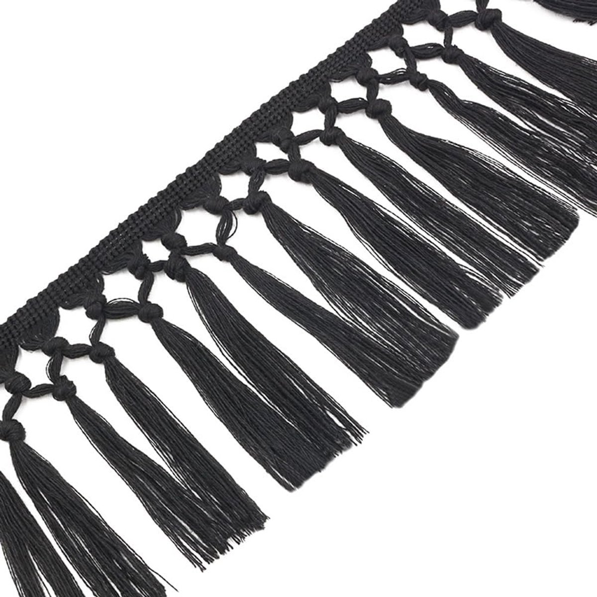 Kwastjes kantlint franje kant trim franjes trim voor doe-het-zelf kostuums kleding gordijn naaien knutselaccessoires tafelkleed woonaccessoires bruiloft decoratie zwart 3
