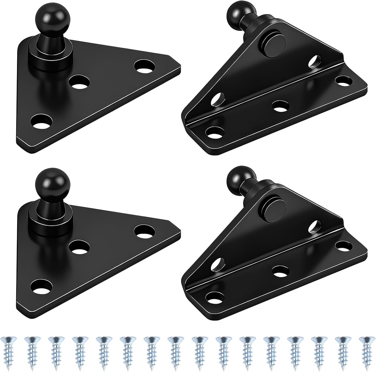 10 mm kogelbouten montagebeugel breed voor gasdrukveer, gasdrukdemper, gasveer, veersteun, 4 stuks brede montageset voor gasveer, steunen, veerpoot, L-type en platte houders, zwart