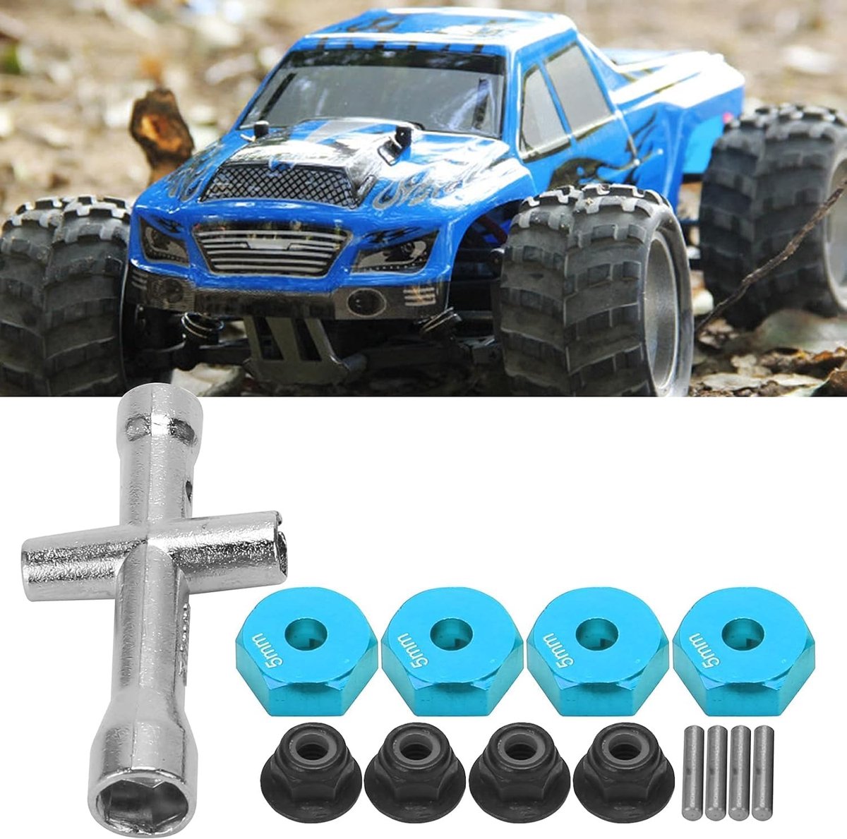Wiel Hex Adapter, 12mm RC Auto Vrachtwagen Wiel Adapter + Antislip Moer Set + RC Model Gereedschap for RC Hobbisten & Auto Collectors