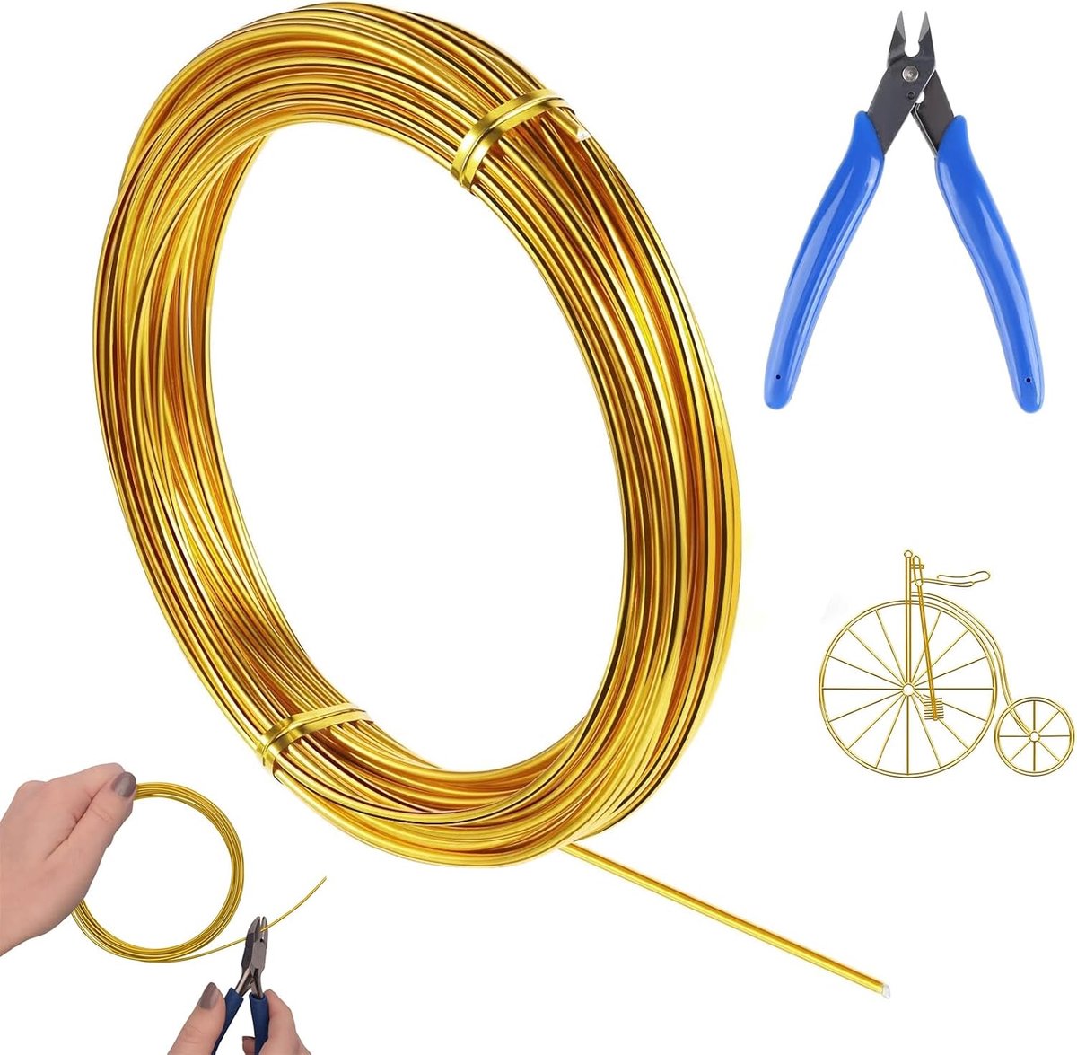 Aluminiumdraad voor Sieraden, Handwerk en Bloemisterij met Snijtang, DIY Modelleerdraad voor Creatieve Projecten