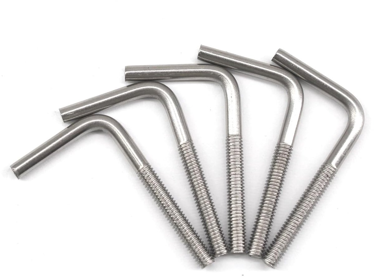 (20 stuks) M5 x 100 mm schroeven L-vormige haakschroef 304 roestvrij staal machineschroeven schroefhaken
