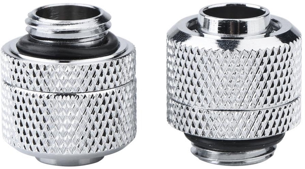 Waterkoelingsaansluitingen G1/4 schroefdraad schroeftule, 2 stuks messing schroefdraad waterkoelaansluiting voor accessoires waterkoelsystemen van desktopcomputers (zilver)