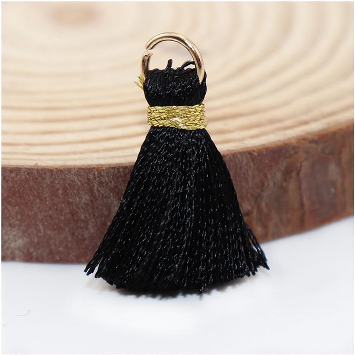 Kwastjes, kleine knutselkwasten, bladwijzers, kwastjes, sleutelhanger, kwastjes voor doe-het-zelfprojecten, sieraden, knutselen, decoratie, zwart, 50 stuks