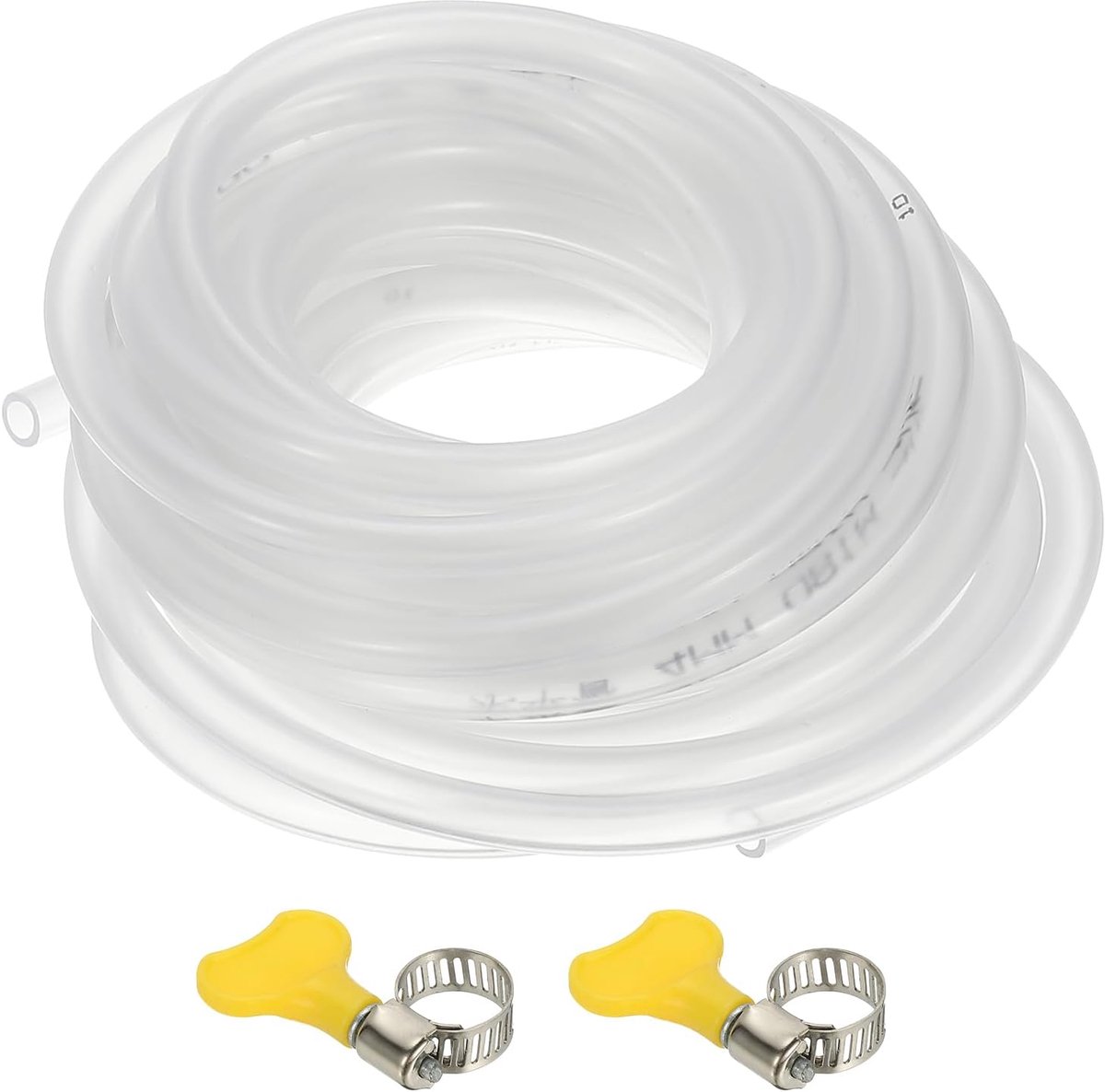 PVC vinyl buis, 4,8 mm binnendiameter x 6,4 mm buitendiameter flexibele heldere kunststof buis met 2 slangklemmen, slanglijnpijp voor meervoudig industrieel vinyl aquarium, 3 meter